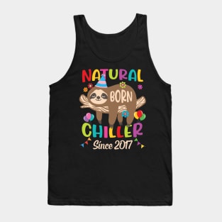 Natural Born Chiller Tee Sloth Birthday Boy Girl Tee Sloth Birthday Party Gifts, Cute Sloth Birthday Outfit Tank Top